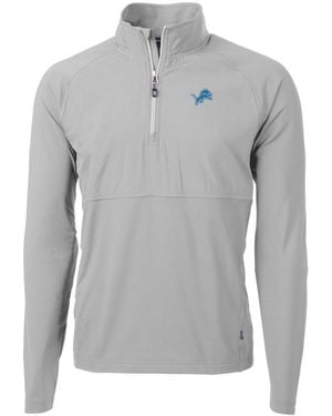 Cutter & Buck Detroit Lions Adapt Knit Hybrid Quarter-zip Raglan Jacket - Gray