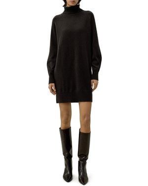 LILYSILK Wool-cashmere Turtleneck Sweater Dress - Black