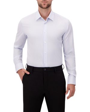 Report Collection 4-way Geometric-print Button-front Woven Dress Shirt - White