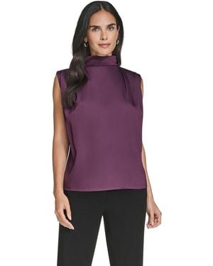 Calvin Klein Mock Neck Top - Purple