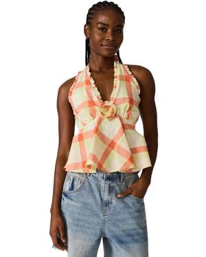 Steve Madden Tania Halter Neck Ruched Back Top - Blue
