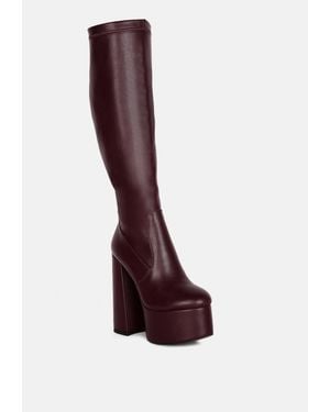 LONDON RAG Coraline High Block Heeled Calf Boots - Multicolor