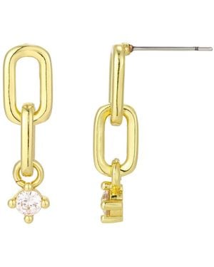 Adornia Mini Paperclip Link Cubic Zirconia Drop Earrings - Metallic