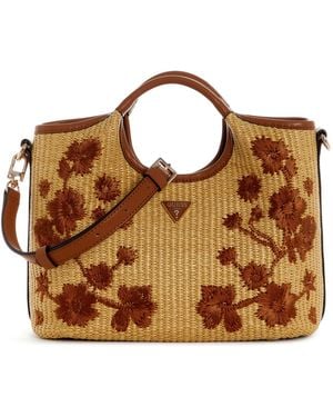 Guess Kirsten Mini Satchel Bag - Brown