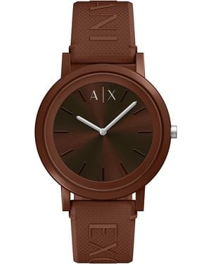 ARMANI EXCHANGE | Two-hnd Qurtz Silicone Wtch 42mm - Brown