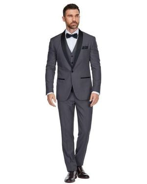Gino Vitale 3-piece Slim Fit Shawl Lapel Tuxedo - Black