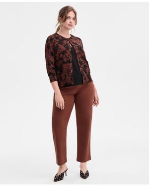 INC International Concepts Plus Size -printed Cardigan - Red