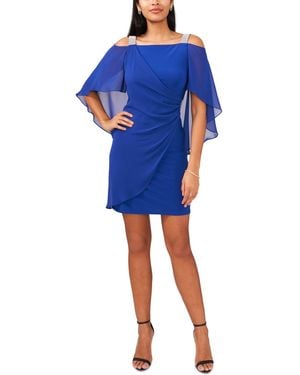 Msk Beaded-strap Capelet-back Dress - Blue
