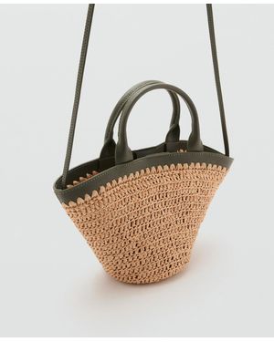 Mango Small Double-handle Natural Fiber Bag - Green