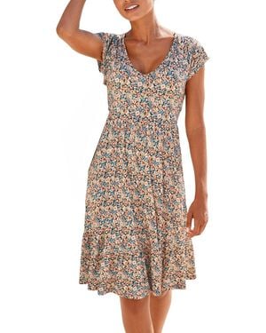 Lascana V-neck Flounce Dress - Multicolor