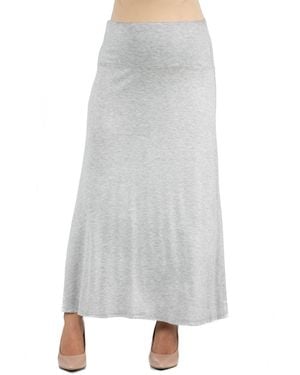 24seven Comfort Apparel Elastic Waist Solid Color Maternity Maxi Skirt - Gray