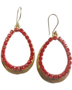 Michael Gabriel Designs Golden Crystal Drop Earrings - Red