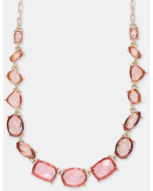 Anne Klein Stationed Stone Statement Necklace - Pink