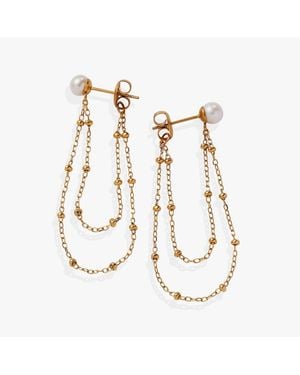 ALEX AND ANI Freshwater Pearl Chain Earrings - White