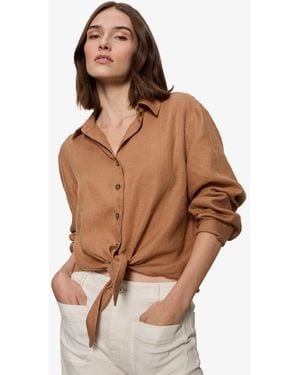 Sanctuary Tie-front Long-sleeve Shirt - Brown