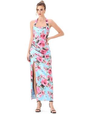 Bariano Dillian Halter Floral-print Midi Dress - White
