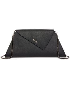 Susu Saffiano Leather Envelope Clutch Purse Crossbody Evening Bag - Black