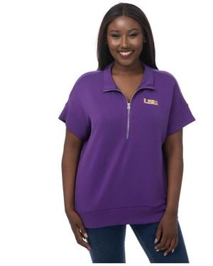 ZooZatZ Lsu Tigers Tri-blend Quarter-zip Flowy Top - Purple