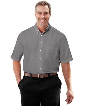 Kingsize Big & Tall Wrinkle-free Short-sleeve Oxford Dress Shirt - Blue
