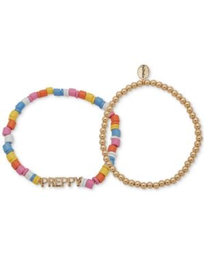 Clueless Gold-tone 2-pc. Set Preppy Mixed Bead Stretch Bracelets - Metallic