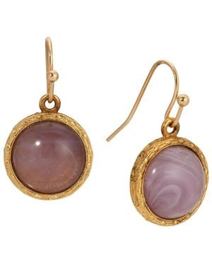 2028 Round Color Stone Wire Earrings - Purple
