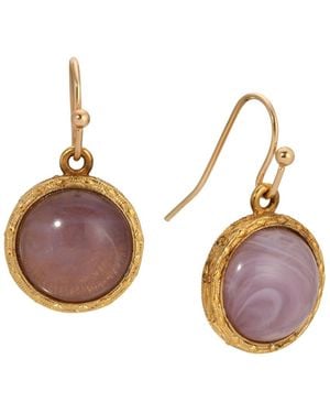 2028 Round Color Stone Wire Earrings - Purple