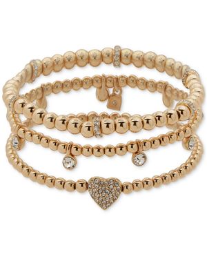 Nine West 3-pc. Set Heart Stretch Bracelets - Metallic