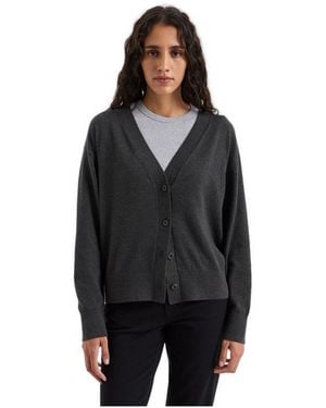 Pact Essential Midweight V-neck Long-sleeve Cardigan - Black
