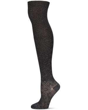 Memoi Dashing Diamond Over The Knee Warm Cotton Blend Sock - Black