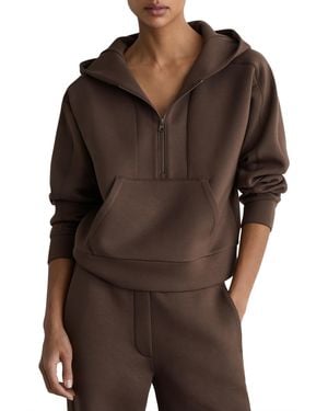 Reiss Lockie Premium Interlock Half-zip Hoodie - Brown
