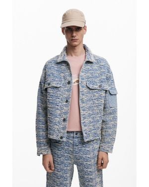 Desigual Mottled Denim Jacket - Blue