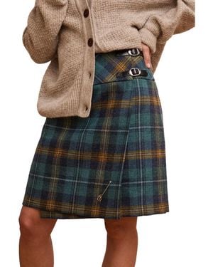 Celtic & Co. The British Celt Kilt Plaid A-line Wool Skirt - Multicolor