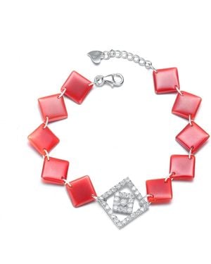 Genevive Jewelry Sterling Silver White Gold Plated - Red