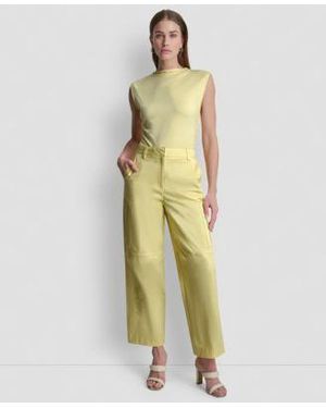 DKNY Sleeveless Pique Top Zippered Cargo Pants - Green