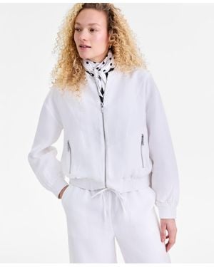 Charter Club 100% Linen Bomber Jacket - Blue