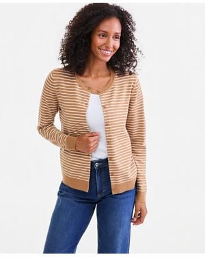 Style & Co. Striped Button-down Cardigan Sweater - Blue