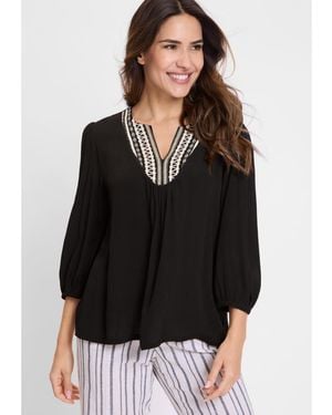 Olsen Boho Tunic Blouse - Black