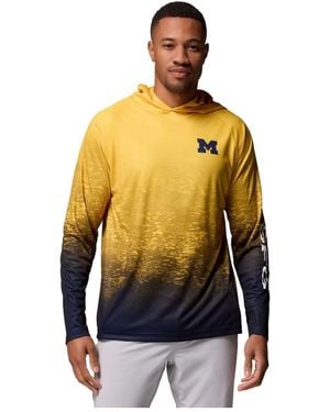 Columbia Michigan Wolverines Pfg Gradient Water Super Terminal Tackle Hoodie Omni-wick T-shirt - Metallic