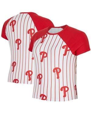 Concepts Sport  Philadelphia Phillies Outbound Pinstripe Raglan Top - Red