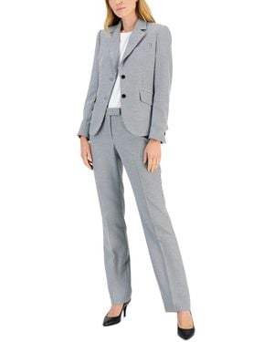 Anne Klein Mini Houndstooth Two-button Jacket & Flare-leg Pants & Pencil Skirt Set - Gray
