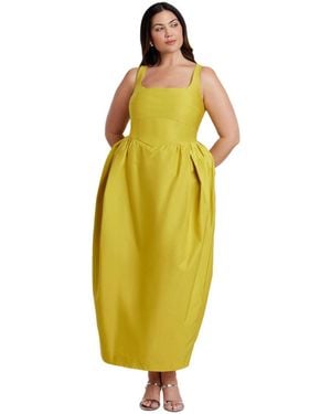 Eloquii Pleated Tank Gown - Yellow