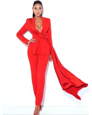 Miss Circle Vandra Draping Blazer Jacket - Red
