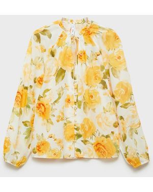 Mango Floral Cotton Blouse - Metallic