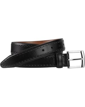 Johnston & Murphy Metal Buckle Leather Belt - Black
