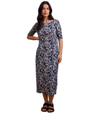 Celtic & Co. Linen Blend Button Back Midi Dress - Blue