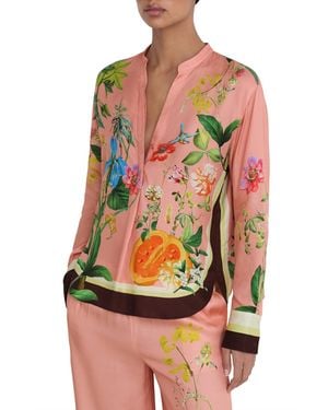 Reiss Milos Scarf Print Top - Red