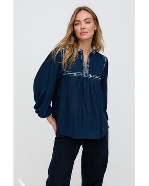 Raffya Baez Billowy Sleeve Blouse - Blue