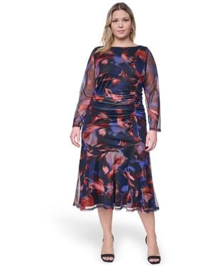 vince camuto side ruched dress Vince Camuto Women's Mock Neck Floral Side Ruched Dress