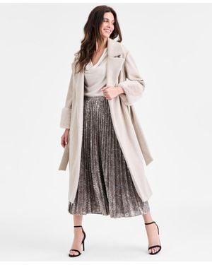 Anne Klein Tie Front Coat With Removable Tie P Xxs Xxl - Multicolor