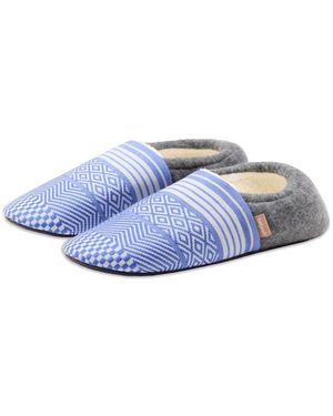 feel good Laidback Slipper Artisan Woven Indoor Closed Heel House Shoes - Blue